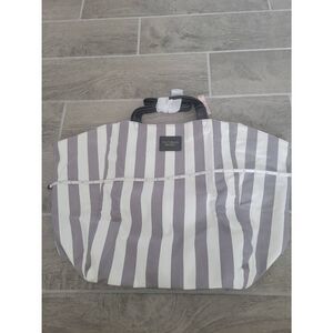 Victoria's Secret Large Tote Gray and‎ White Stripes